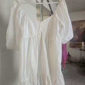 White Puff Sleeve Dress